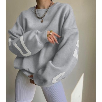 Casual Letters Print Sweatshirt Women Fashion Fleece Long Sleeve Loose Hoodies Winter
